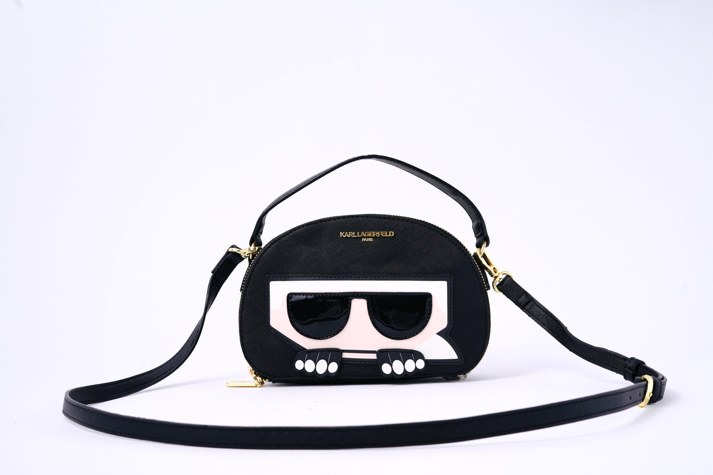 KARL LAGERFELD PARIS Classic Black Maybelle Top Handle Crossbody Bag