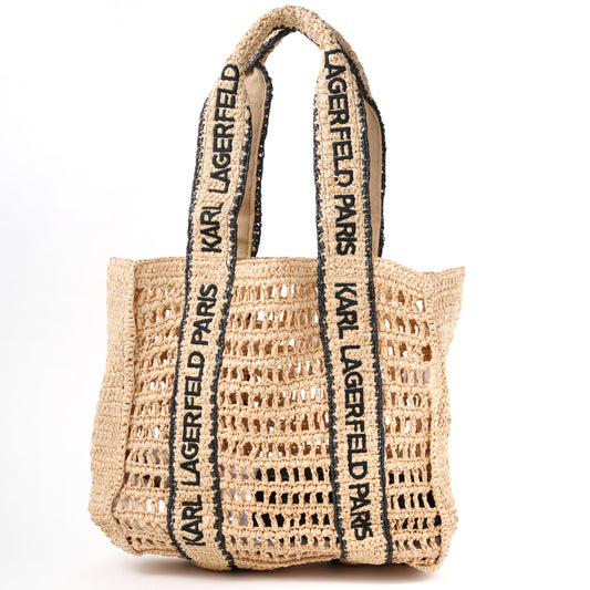 KARL LAGERFELD Antibes Straw Tote Brown